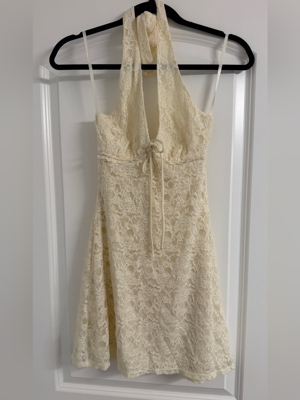 Windsor Cream Lace Halter Mini Dress